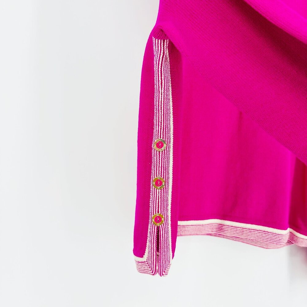 St. John Vintage Pink Santana Knit Long Sleeve Button Side Turtle Neck Sweater M - Picture 8 of 9